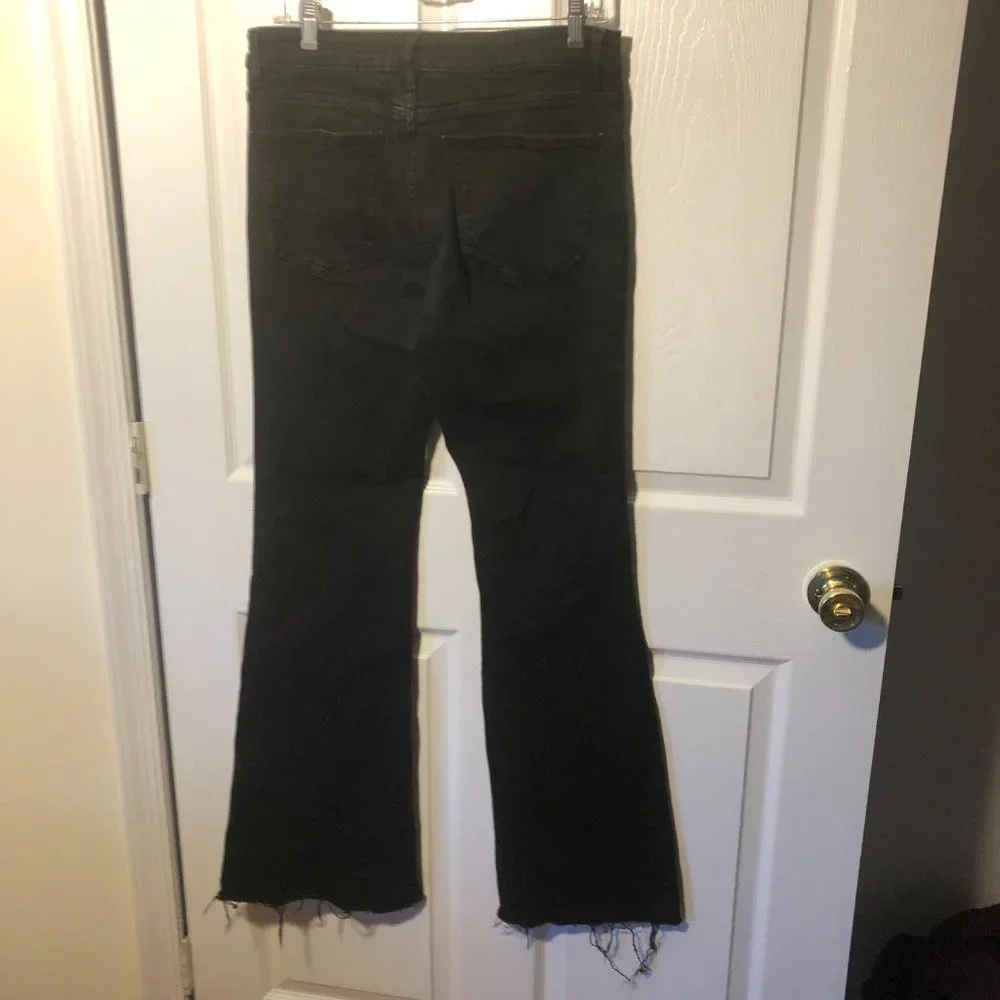MNG flare raw hems dark wash women jeans, size 10 - Picture 2 of 8